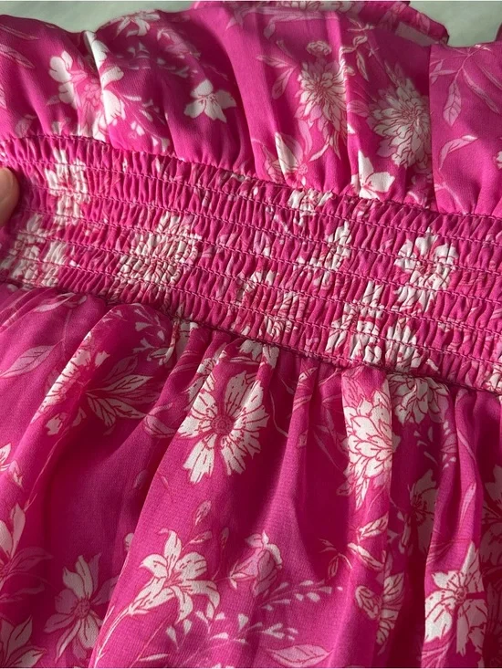 Japna Hot Pink Floral Wrap Dress Cottage - Picture 6 of 7